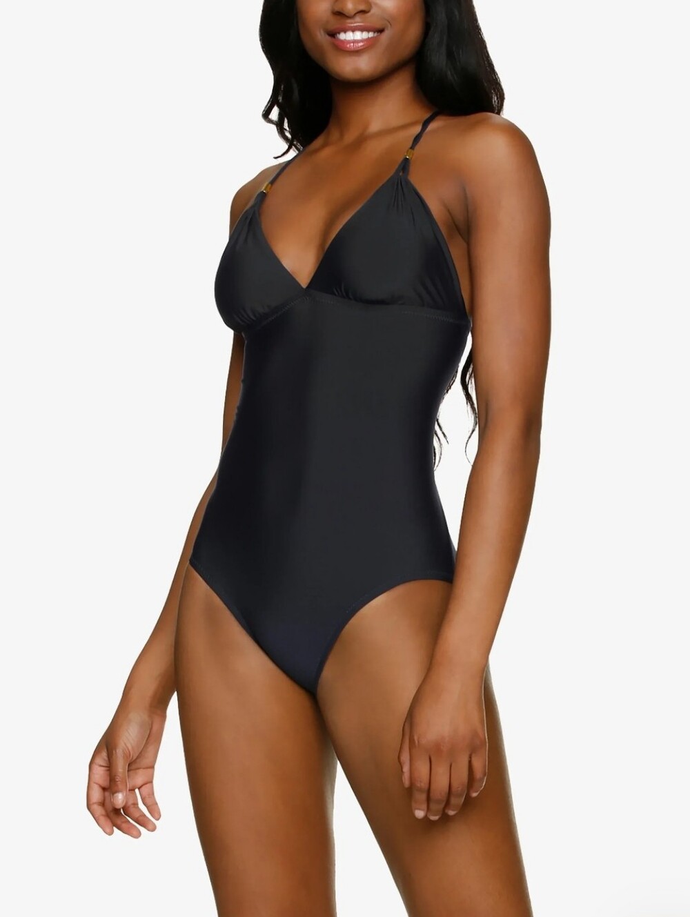 HELEN JON LATTICE BACK ONE PIECE SWIMSUIT BLACK M